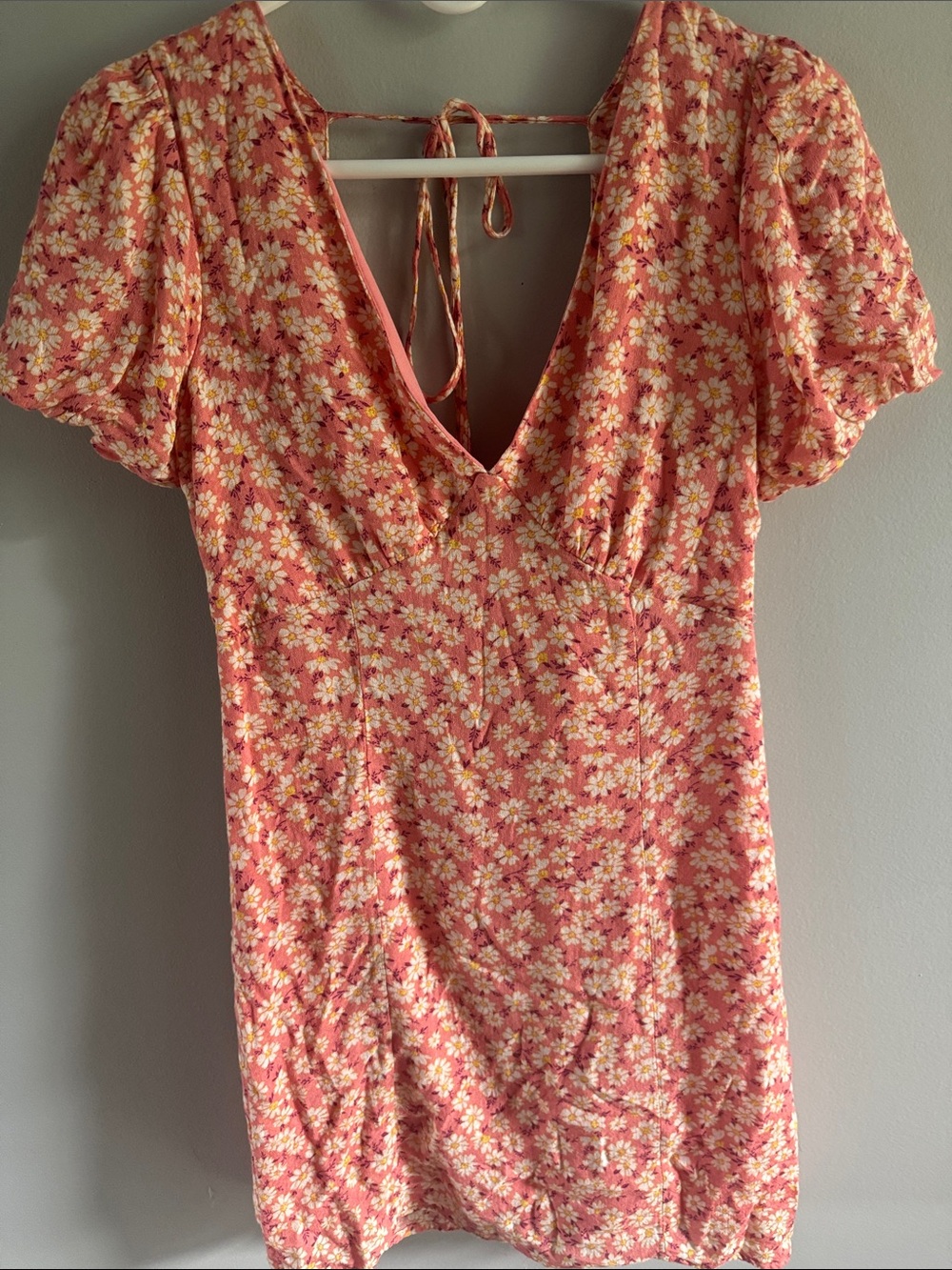 Altar'd State Floral Mini Dress Size Large | Pink Daisy Print | Puff Sleeves